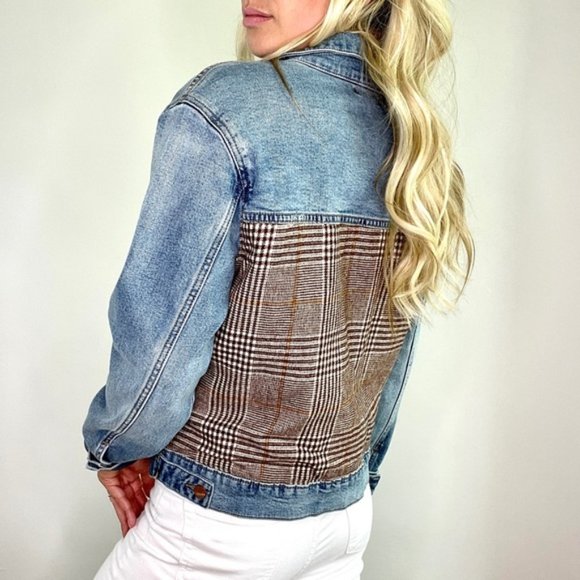 DEAR JOHN PLAID BACK JEAN JACKET - SIZE MEDIUM - Picture 3 of 5